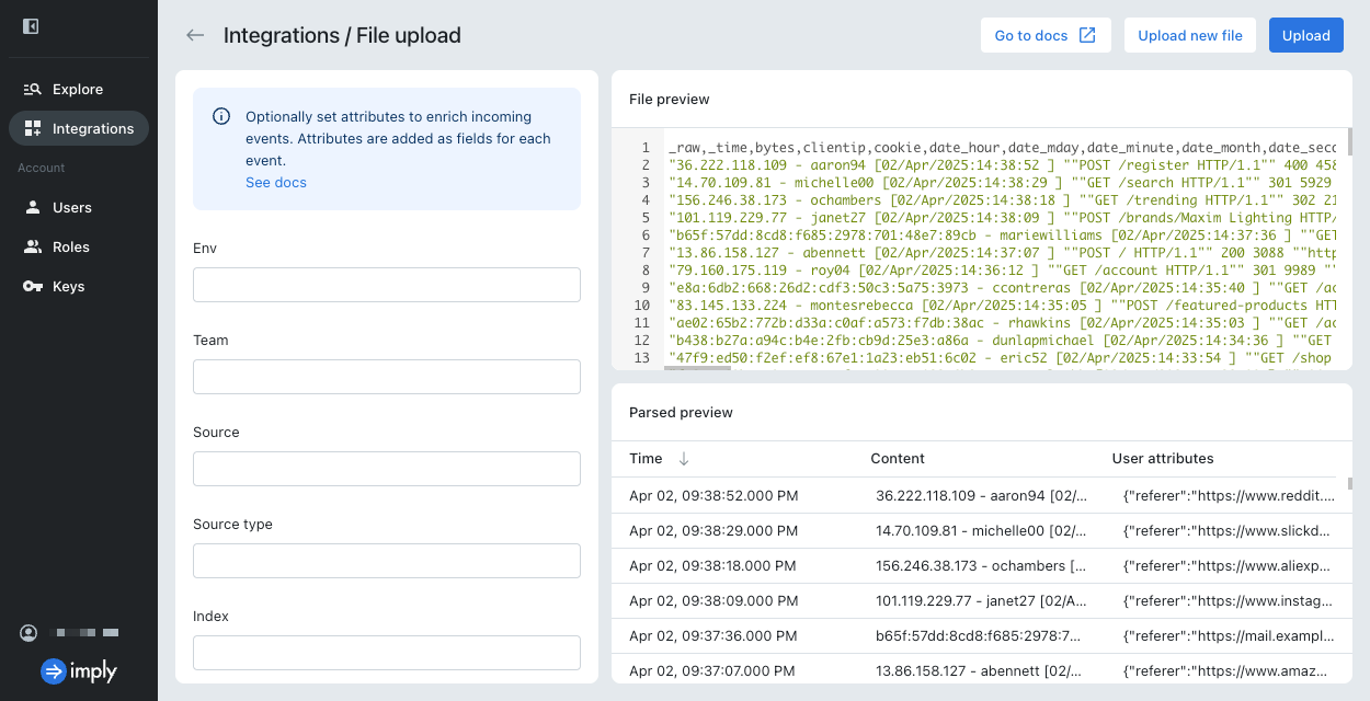 File upload page