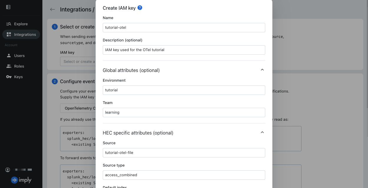 HEC create IAM key