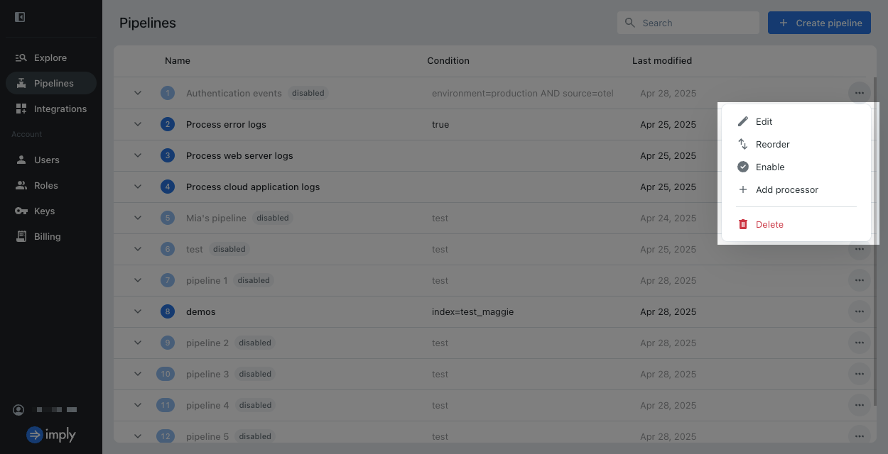 Enable pipeline