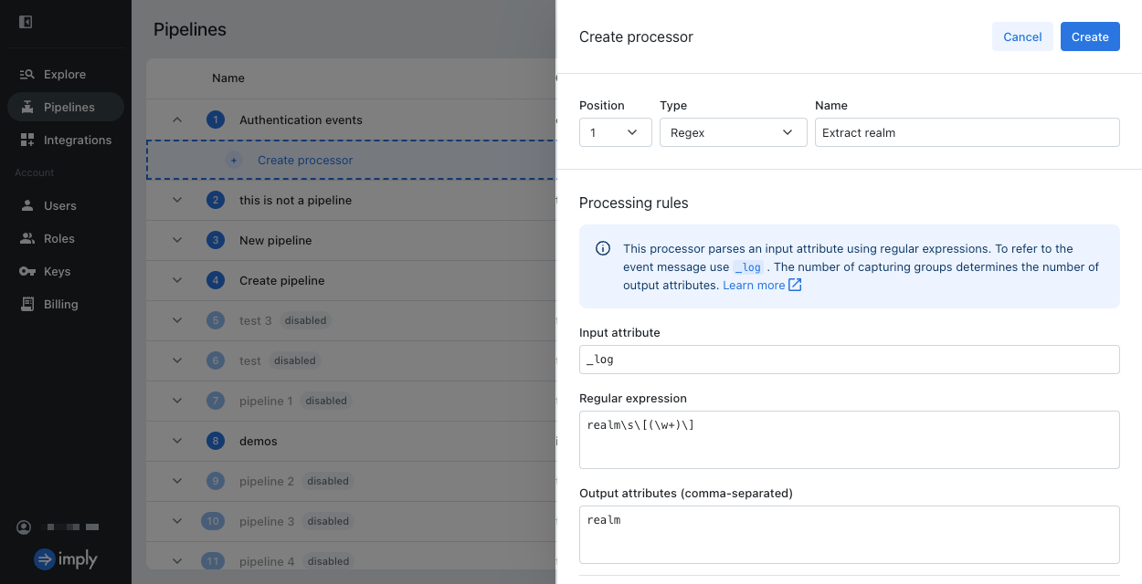 Create regex parser