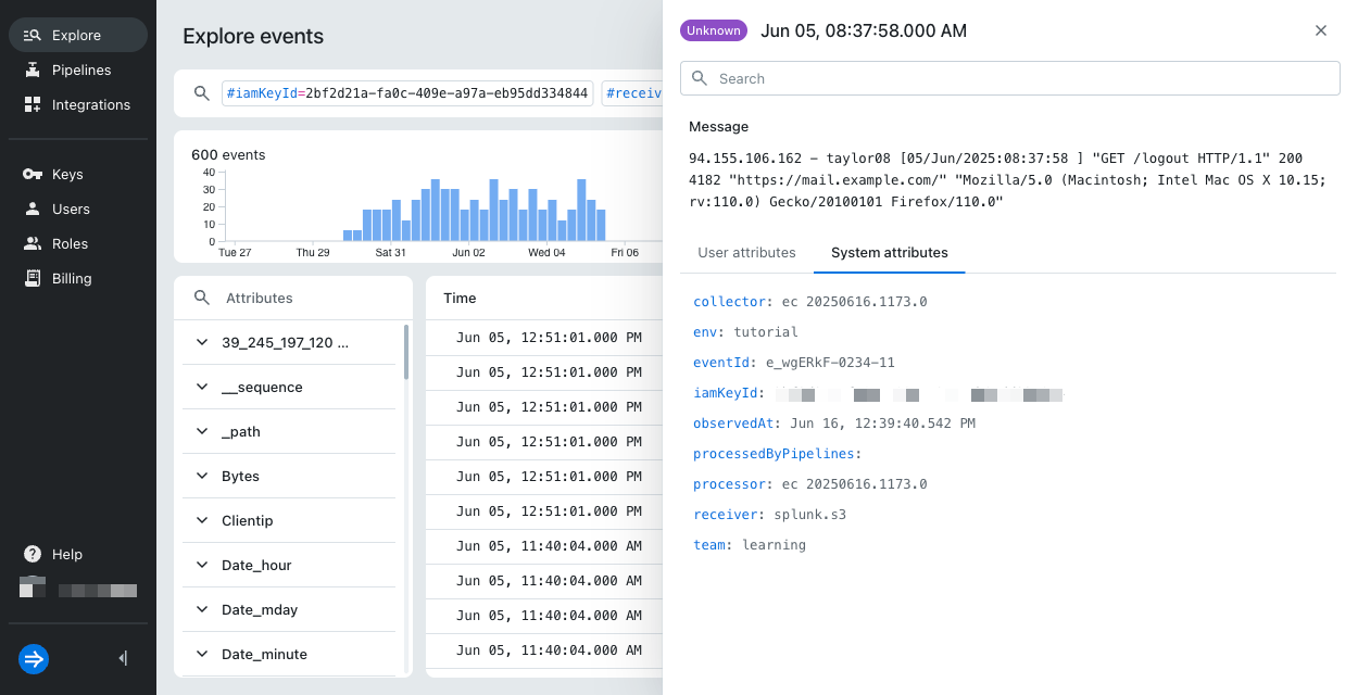 Event details pane